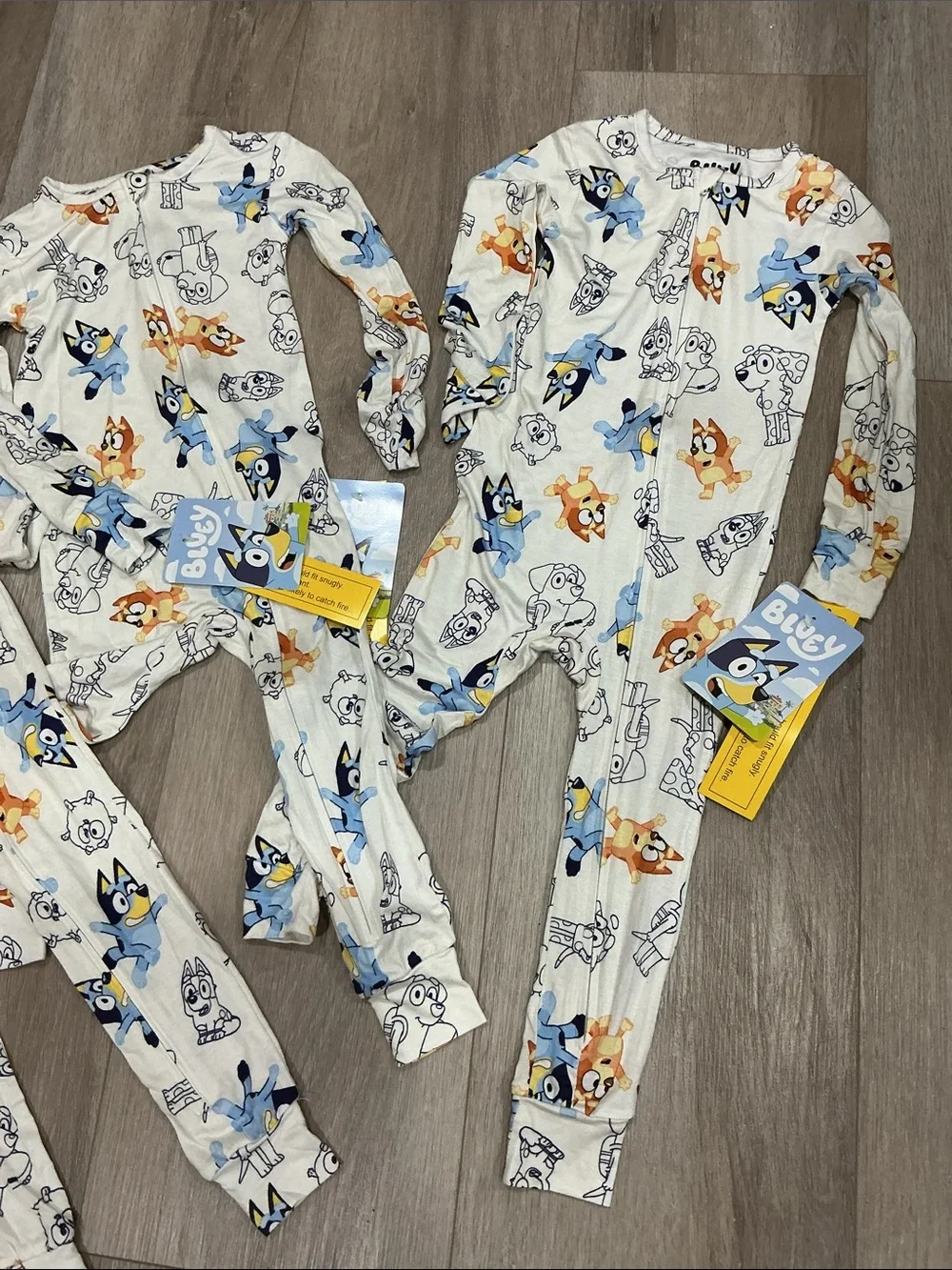 Print Kids One-Piece Pajamas - White/Blue